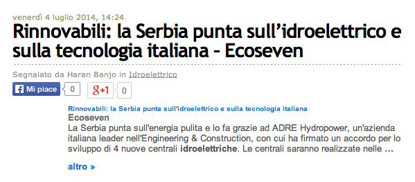Rinnovabili  la Serbia punta sull’idroelettrico e sulla tecnologia italiana – Ecoseven