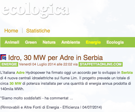 Idro, 30 MW per Adre in Serbia