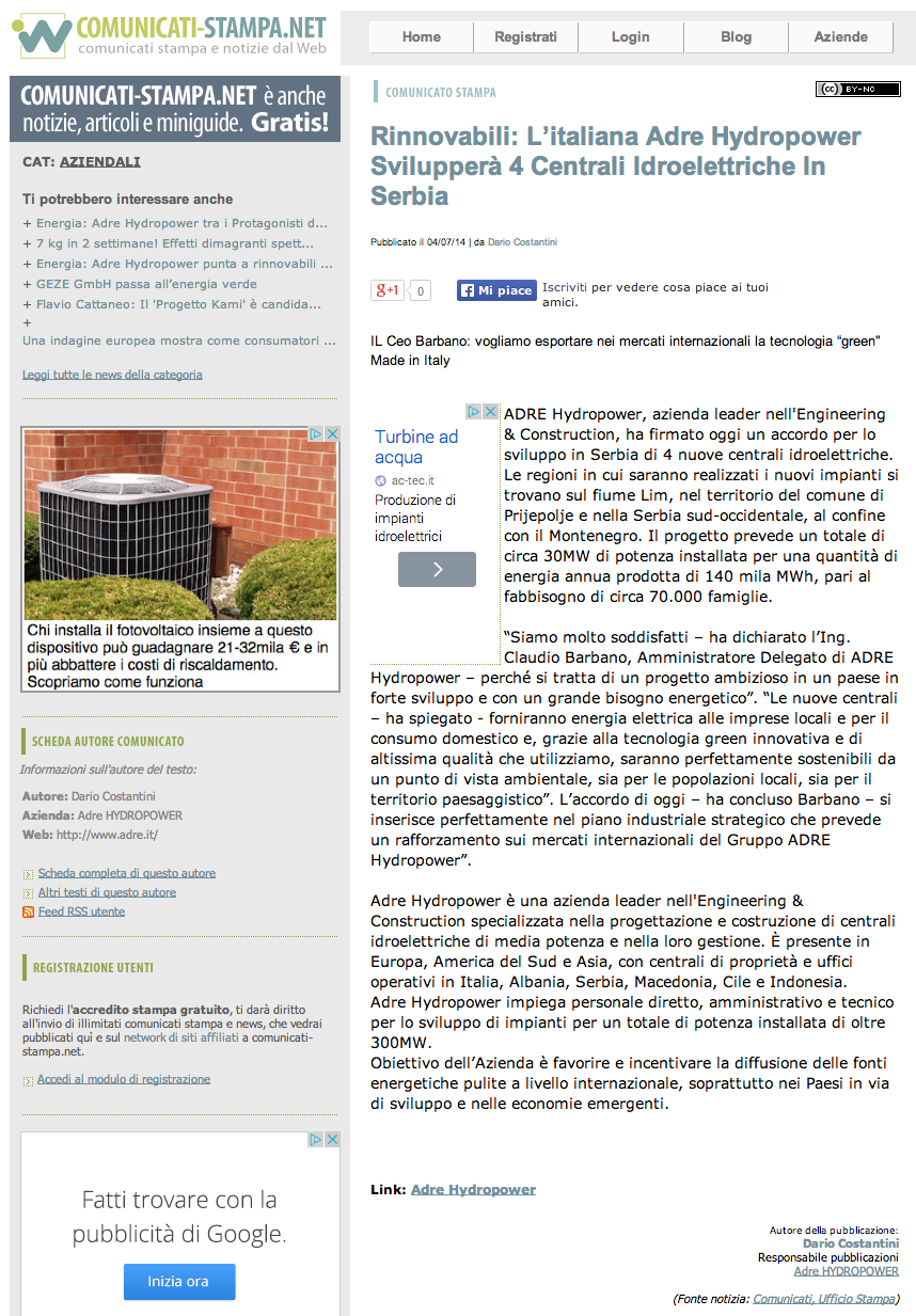 Rinnovabili  L’italiana Adre Hydropower Svilupperà 4 Centrali Idroelettriche In Serbia (1)